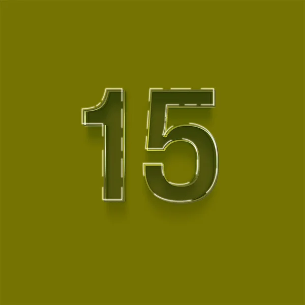 緑の背景に描かれた3D 15番のイラスト — ストック写真