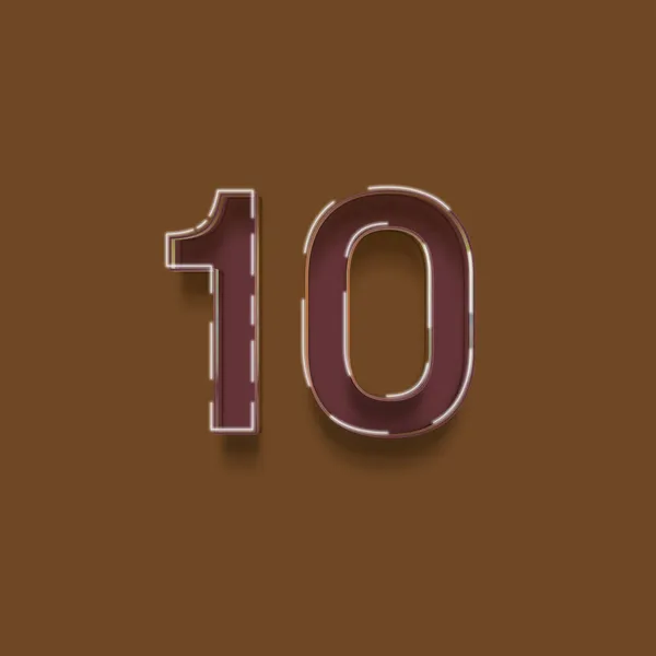 茶色の背景に3D 10の数字のイラスト — ストック写真