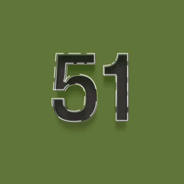 緑の背景に描かれた3D 51番のイラスト — ストック写真