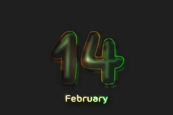 February Date Poster Neon Bubble Shaped Number — Stock Photo, Image