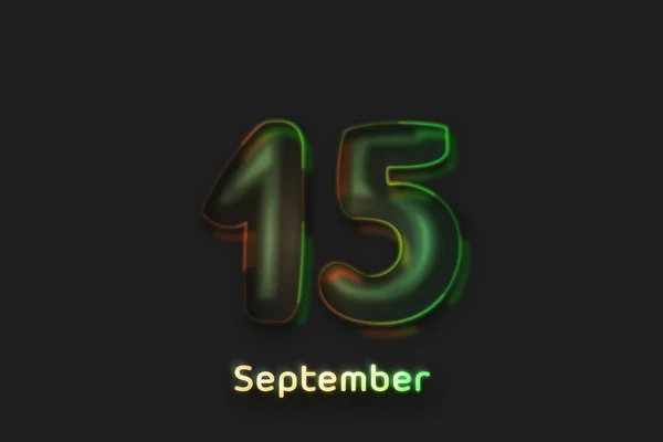 September Date Poster Neon Bubbelvormig Nummer — Stockfoto