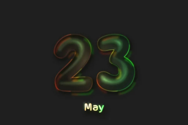 May Date Poster Neon Bubble Shaped Number — 图库照片