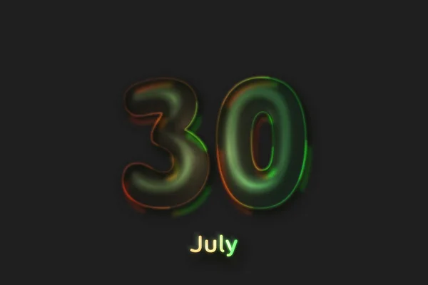 Juli Date Poster Neon Bubbelvormig Nummer — Stockfoto