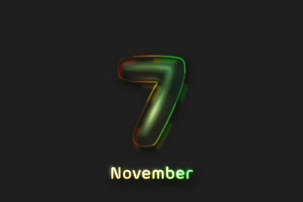 Listopad Data Plakat Liczba Neon Kształcie Bańki — Zdjęcie stockowe