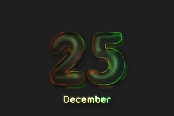 December Date Poster Neon Bubbelvormig Nummer — Stockfoto