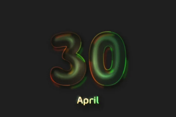 April Date Poster Neon Bubbelvormig Nummer — Stockfoto