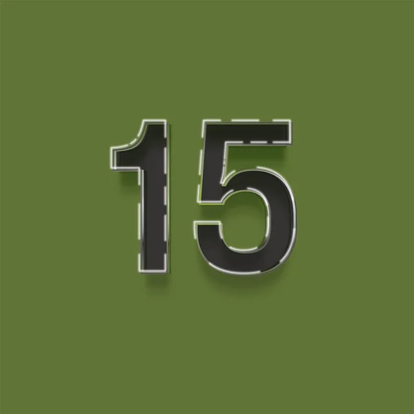 緑の背景に描かれた3D 15番のイラスト — ストック写真
