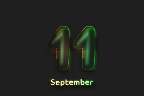September Date Poster Neon Bubble Shaped Number — 图库照片