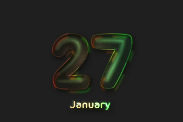 Januar Datumsposter Neonblasenförmige Zahl — Stockfoto