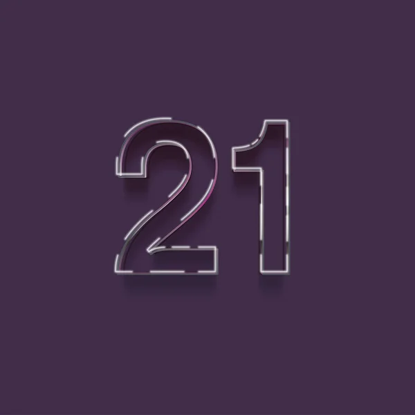 紫色の背景に3D 21番のイラスト — ストック写真