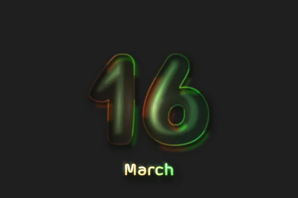 Αφίσα Ημερομηνίας Μαρτίου Αριθμός Σχήματος Φυσαλίδας Νέον — Φωτογραφία Αρχείου
