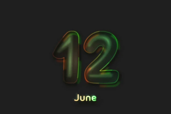 Juni Date Poster Neon Bubble Vormig Nummer — Stockfoto