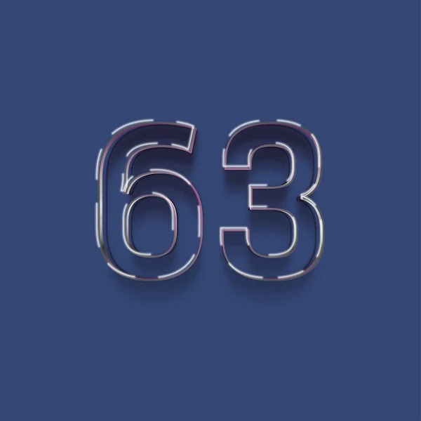 青を背景にした3D 63番のイラスト — ストック写真