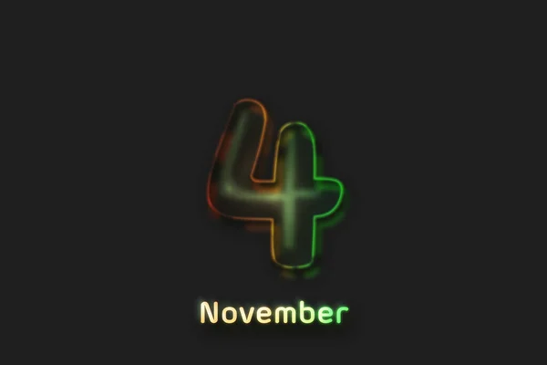 Plakat Datą Listopada Liczba Neonów Kształcie Bańki — Zdjęcie stockowe