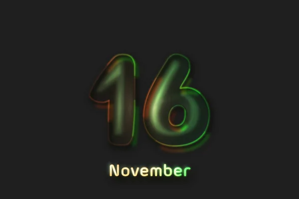 November Date Poster Neonblasenförmige Zahl — Stockfoto