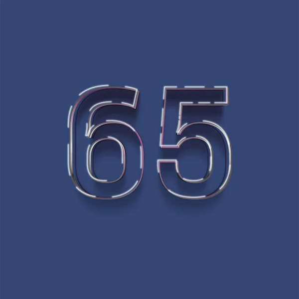 青の背景に3D 65番のイラスト — ストック写真