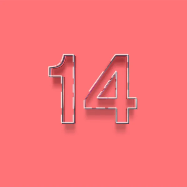 ピンクを背景にした3D 14番のイラスト — ストック写真