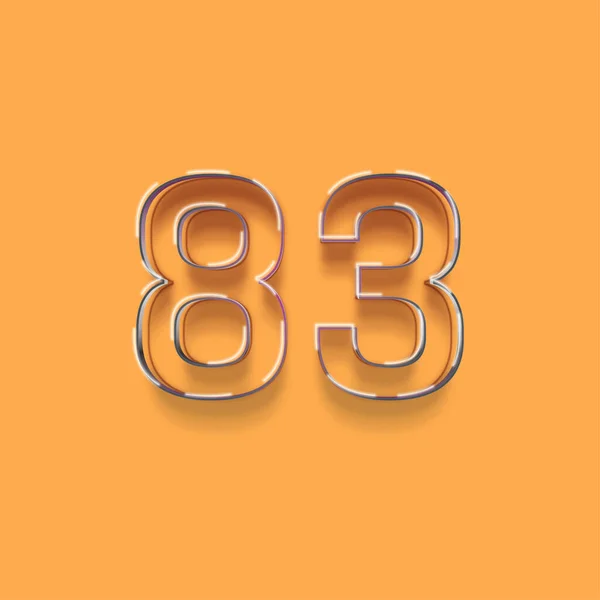 黄色を背景にした3D 83番のイラスト — ストック写真