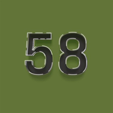 Yeşil arkaplandaki 3d 58 sayısının gösterimi