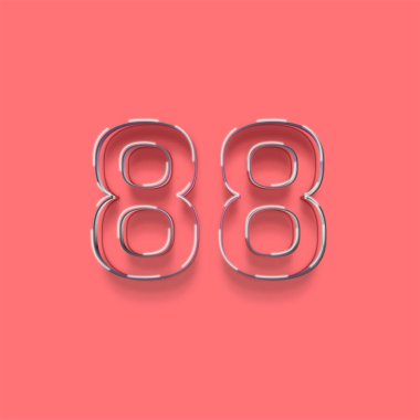 Pembe arka planda 3d 88 sayısının gösterimi