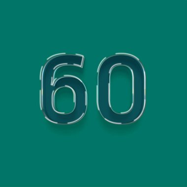 Yeşil arkaplandaki 3d 60 sayısının gösterimi