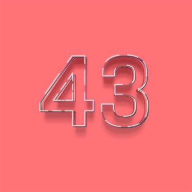 Pembe arkaplandaki 3d 43 sayısının gösterimi
