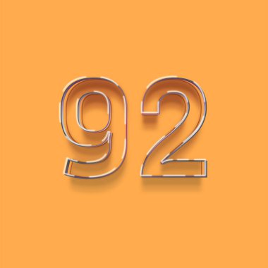 Sarı arkaplanda 3d 92 sayısının gösterimi