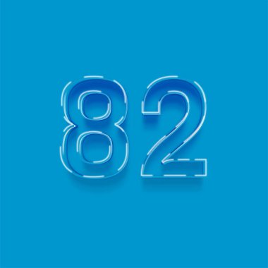 Yeşil arkaplandaki 3d 82 sayısının gösterimi