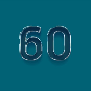 Yeşil arkaplandaki 3d 60 sayısının gösterimi