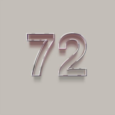 Gri arkaplanda 3d 72 sayısının gösterimi