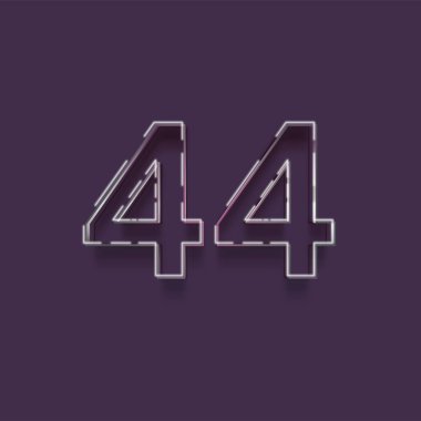 Mor arkaplandaki 3d 44 sayısının resmi