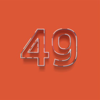 Kırmızı arkaplanda 3d 49 sayısının gösterimi
