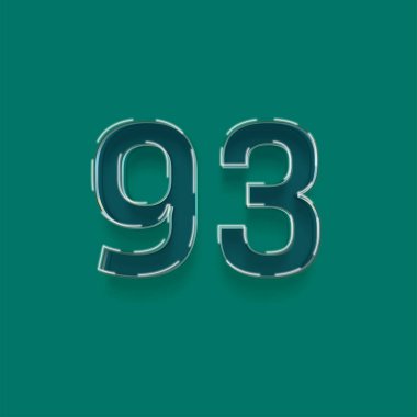 Yeşil arkaplanda 3d 93 sayısının gösterimi