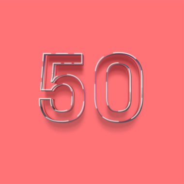Pembe arkaplandaki 3D 50 sayısının gösterimi