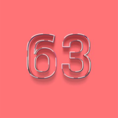 Pembe arkaplandaki 3d 63 sayısının gösterimi