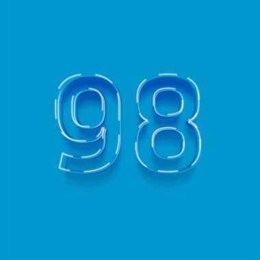 Yeşil arkaplandaki 3d 98 sayısının gösterimi