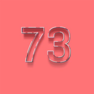 Pembe arkaplandaki 3d 73 sayısının gösterimi