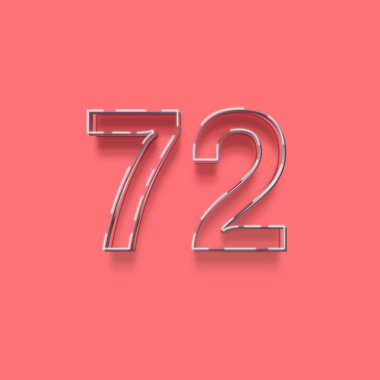 Pembe arka planda 3d 72 sayısının gösterimi