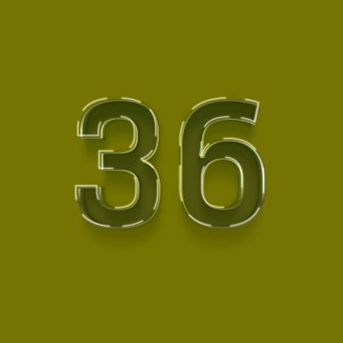 Yeşil arkaplandaki 3d 36 sayısının gösterimi