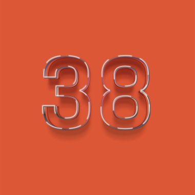 Kırmızı arkaplanda 3d 38 sayısının gösterimi