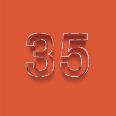 Kırmızı arkaplanda 3d 35 sayısının gösterimi