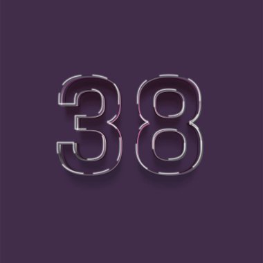 Mor arkaplandaki 3d 38 sayısının gösterimi