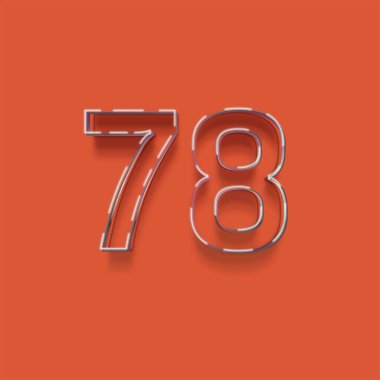 Kırmızı arkaplanda 3d 78 sayısının gösterimi