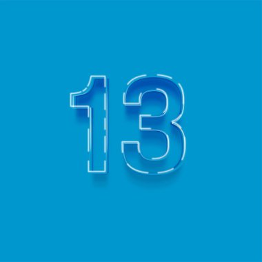 Mavi arkaplanda 3d 13 sayısının gösterimi