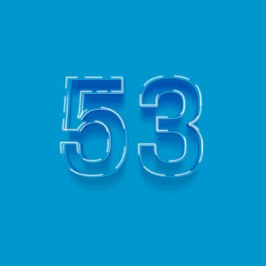 Mavi arkaplanda 3d 53 sayısının gösterimi