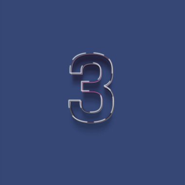 Mavi arkaplanda 3d 3 sayısının gösterimi