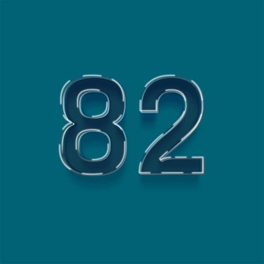 Yeşil arkaplandaki 3d 82 sayısının gösterimi