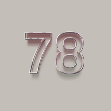 Gri arkaplanda 3d 78 sayısının gösterimi
