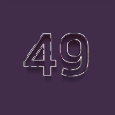 Mor arkaplandaki 3d 49 sayısının gösterimi