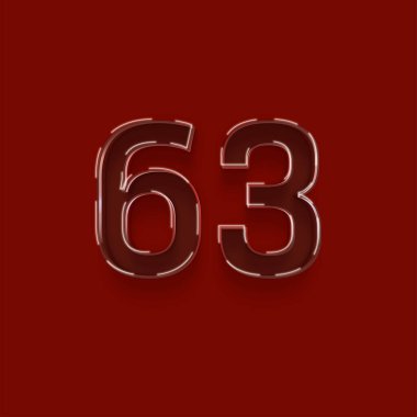 Kırmızı arkaplanda 3d 63 sayısının gösterimi